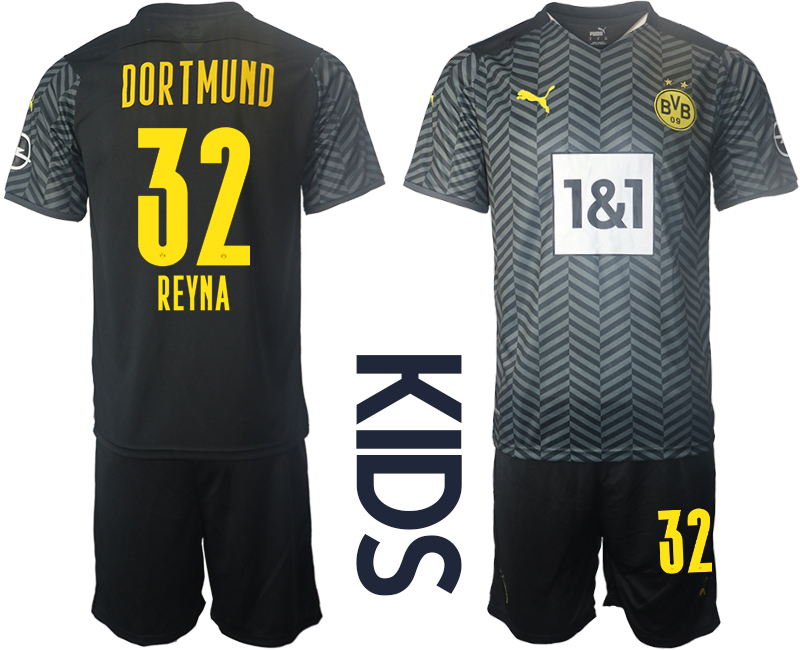 Cheap Youth 2021-2022 Club Borussia Dortmund away black 32 Soccer Jersey